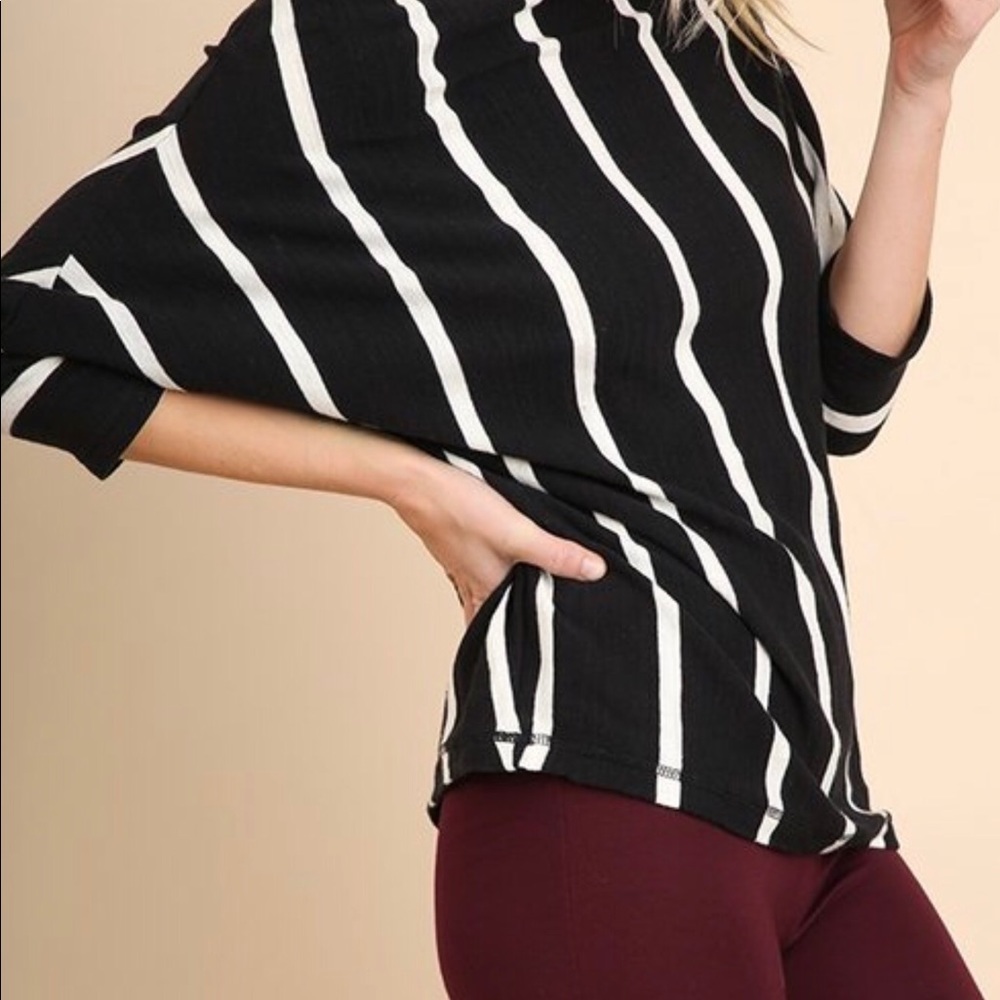 Striped Off Shoulder Dolman Sleeve Top - Picture 3 of 3